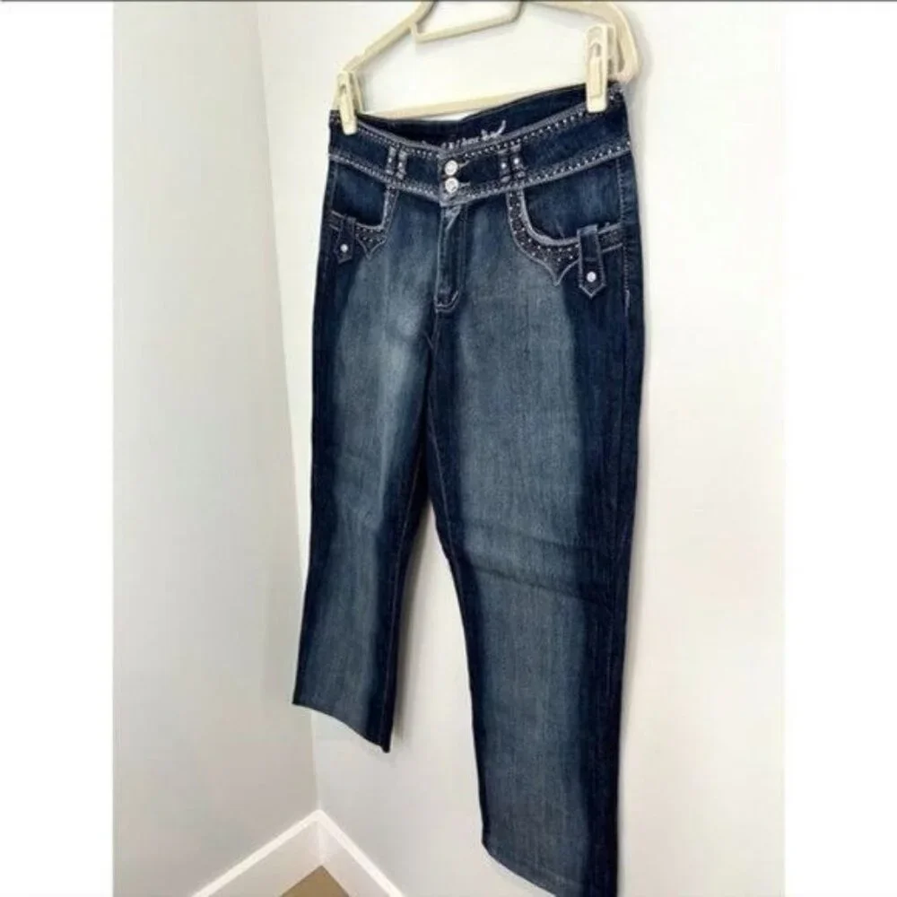 BB Jeans Blue Straight Leg  Jeans - Crystal Embellished - Size 18